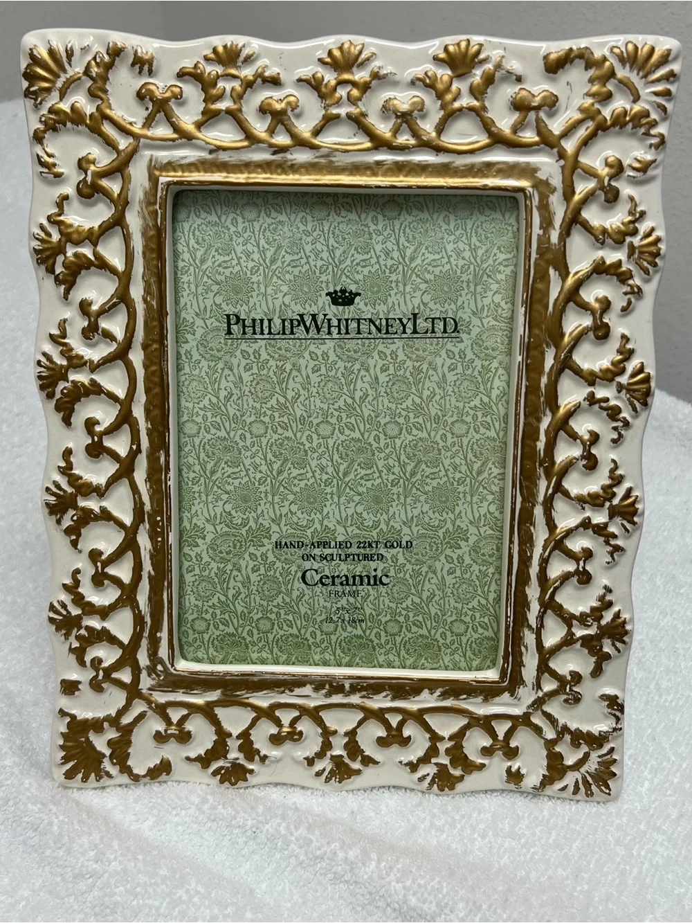 Philip Whitney Ceramic Frame Hand-Applied 22kt Gold
